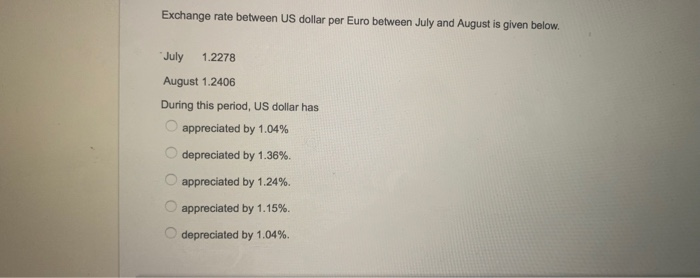 Solved Exchange Rate Between US Dollar Per Euro Between July Chegg