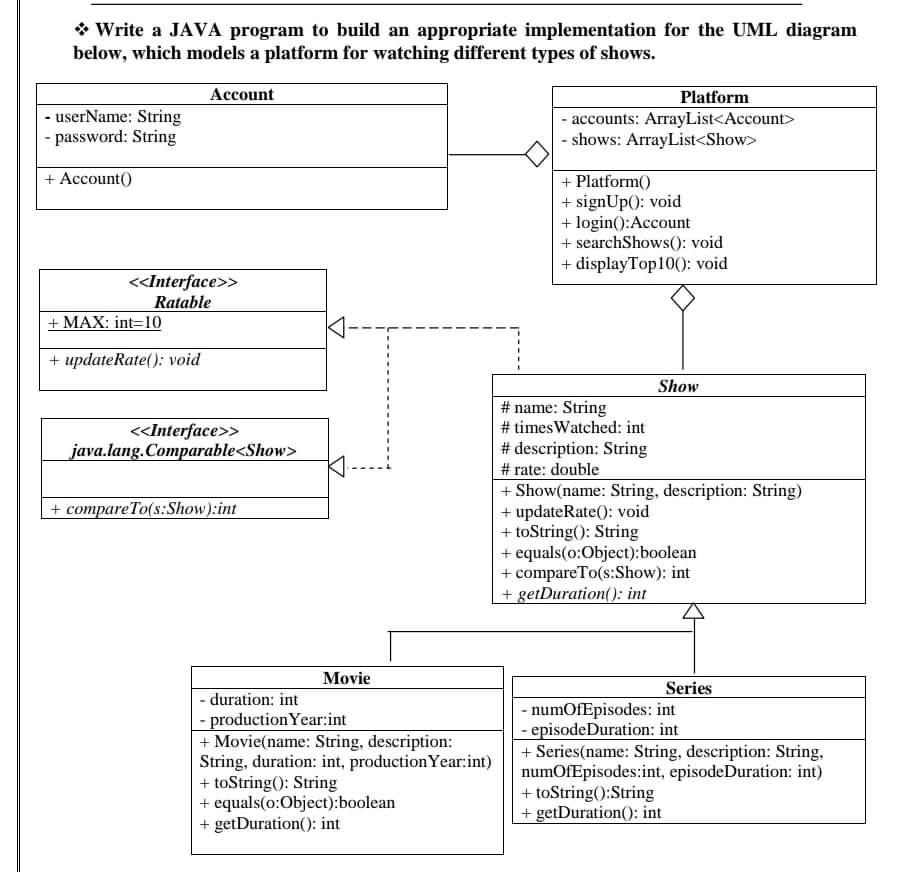 Solved • Write A Java Program To Build An Appropriate 