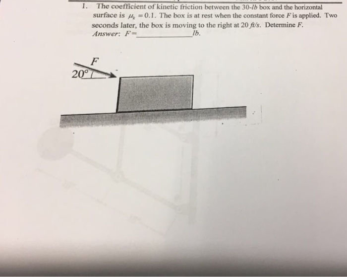Solved The coefficient of kinetic friction between the 30-lb | Chegg.com