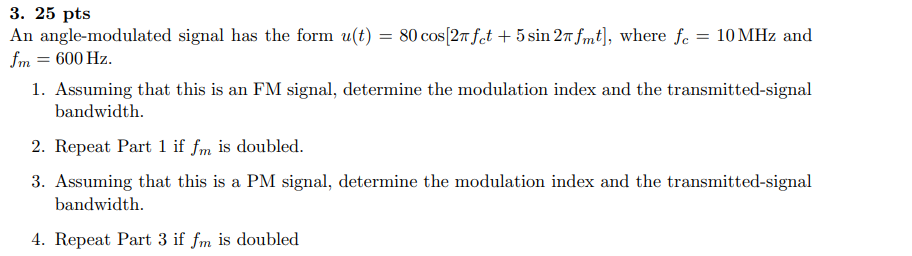 Solved An Angle-modulated Signal Has The Form | Chegg.com