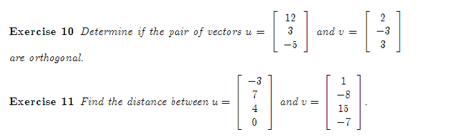 Solved Exercise 10 Determine if the pair of vectors | Chegg.com