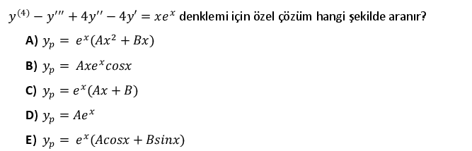 Solved Y 4 Y 4y 4y Xe Denklemi Icin Ozel C Chegg Com
