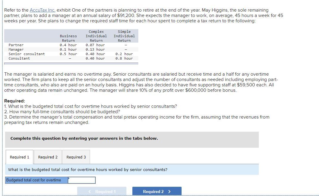 Solved Refer to the AccuTax Inc. exhibit One of the partners | Chegg.com