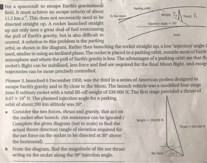 Solved For a spacecraft to escape Earth's gravitationăl