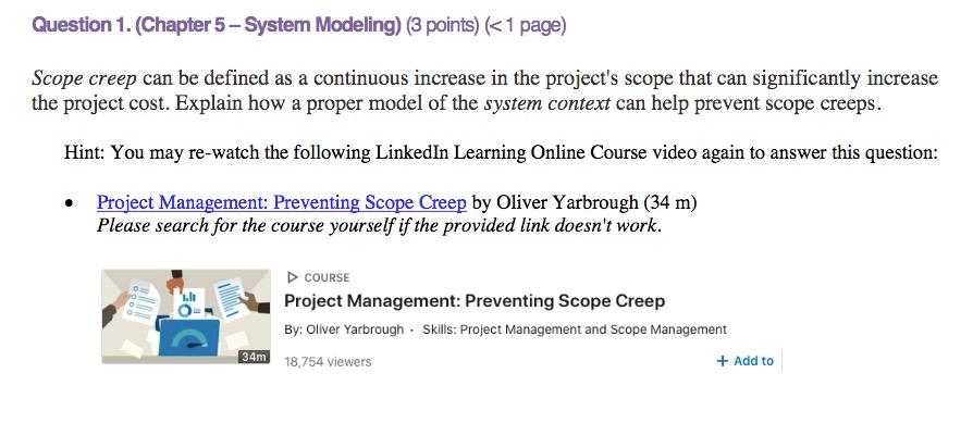 Question 1. (Chapter 5 - System Modeling) (3 points) | Chegg.com