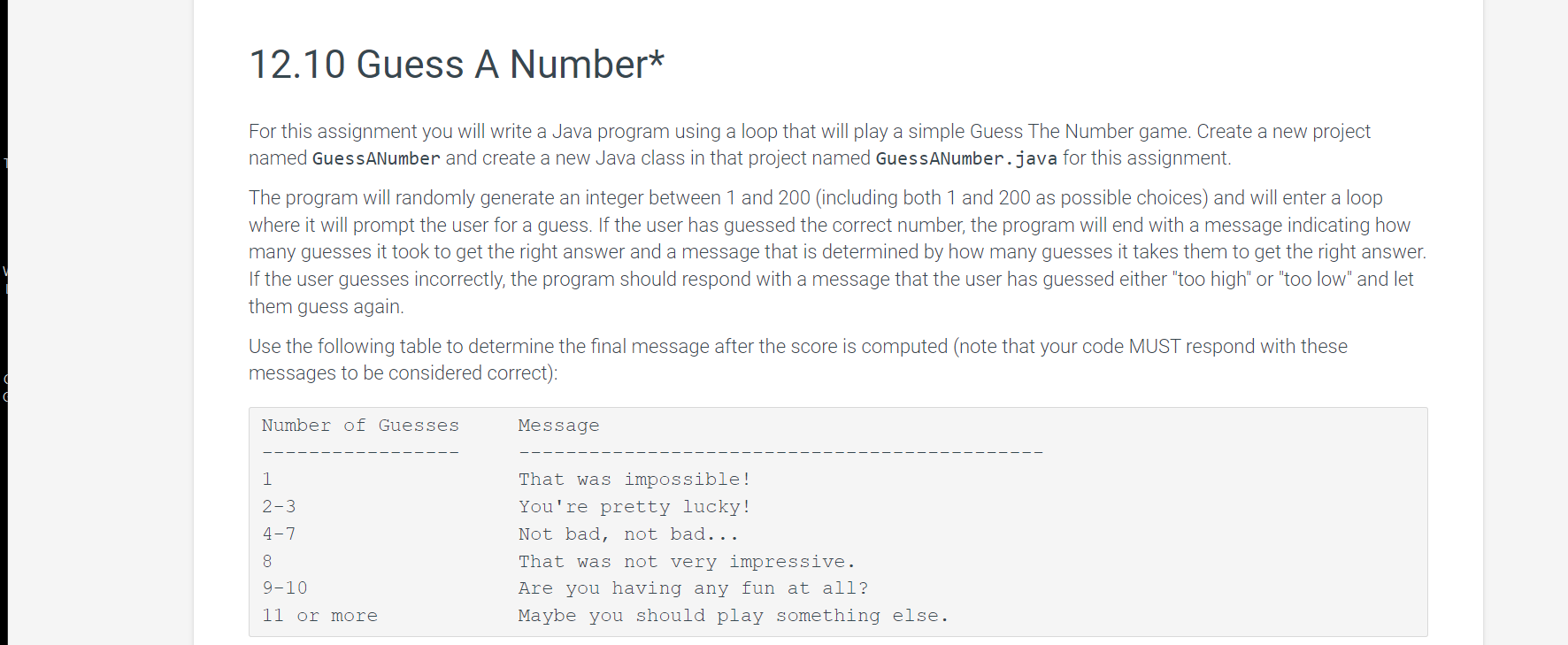 Solved 12.10 Guess A Number* For this assignment you will | Chegg.com
