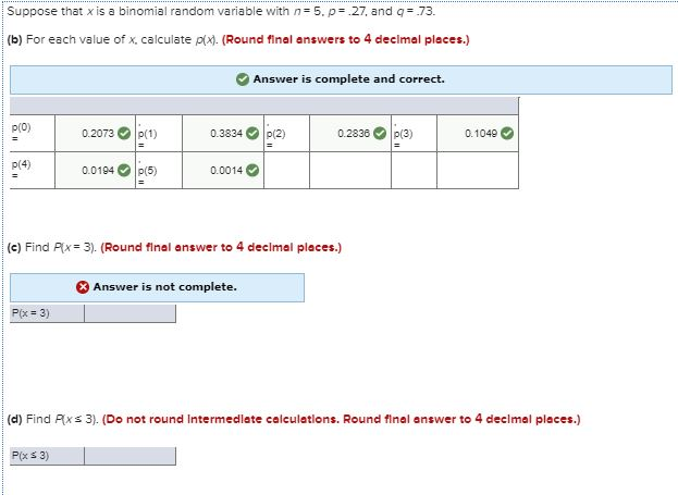 Solved Suppose that x is a binomial random variable with n | Chegg.com