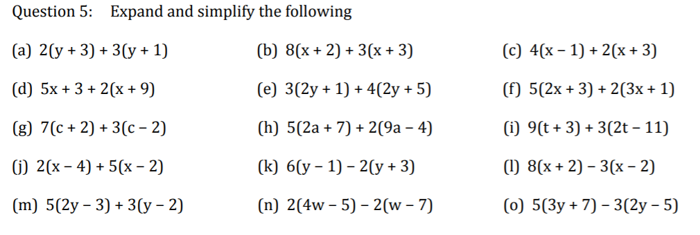 Solved Question 5 Expand And Simplify The Following A 2 Y Chegg Com