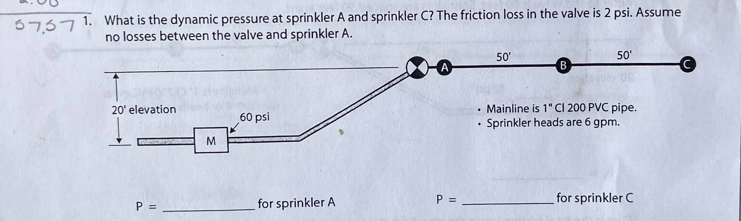 Solved What Is The Dynamic Pressure At Sprinkler A And Chegg Com   Phpn5N3D8