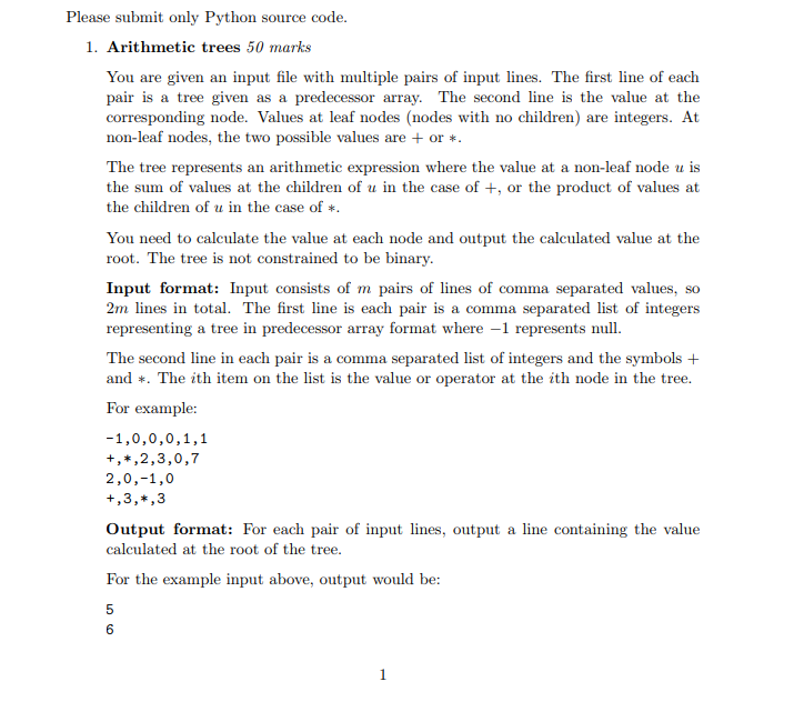 Solved Please submit only Python source code 1. Arithmetic | Chegg.com