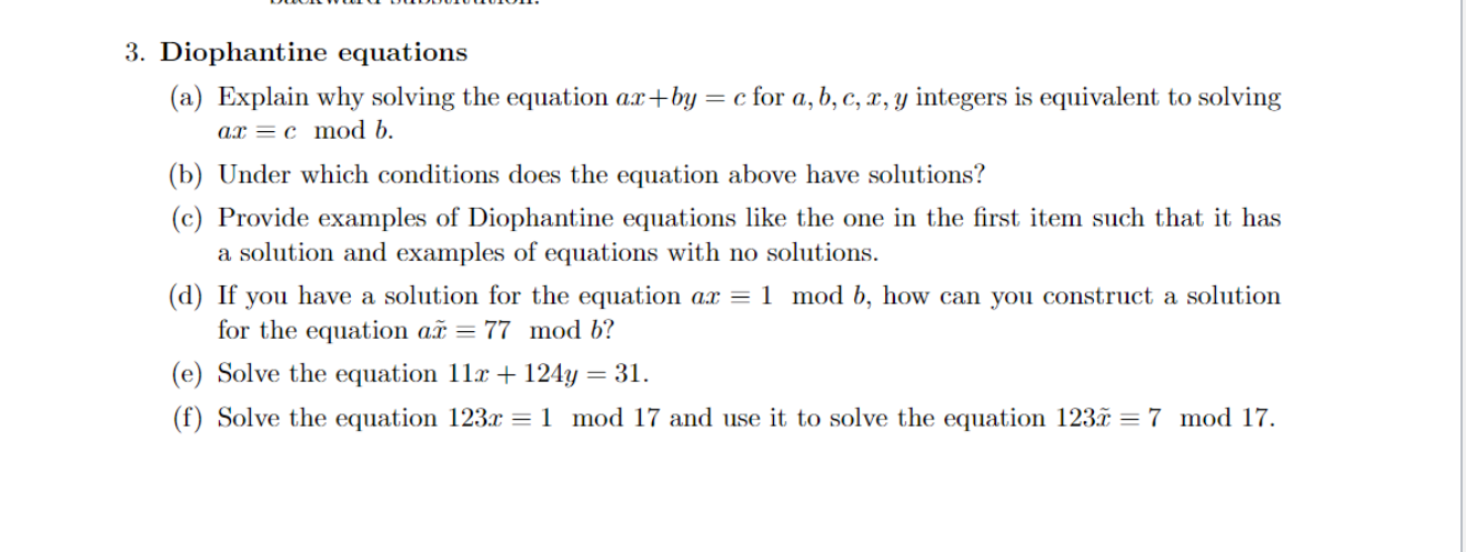 3. Diophantine Equations (a) Explain Why Solving The | Chegg.com