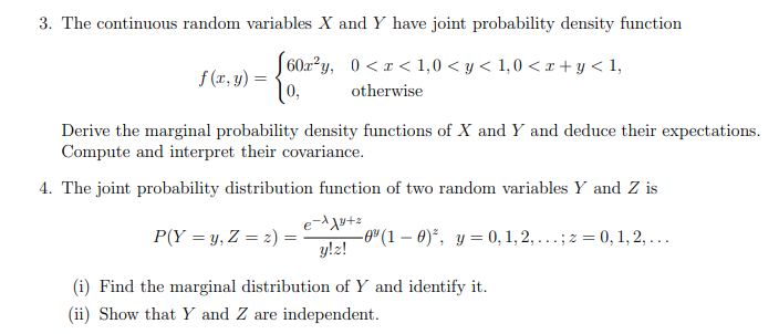 Solved 3. The continuous random variables X and Y have joint | Chegg.com