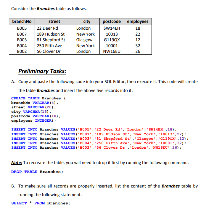 Solved Write the SQL statement that lists the city and | Chegg.com