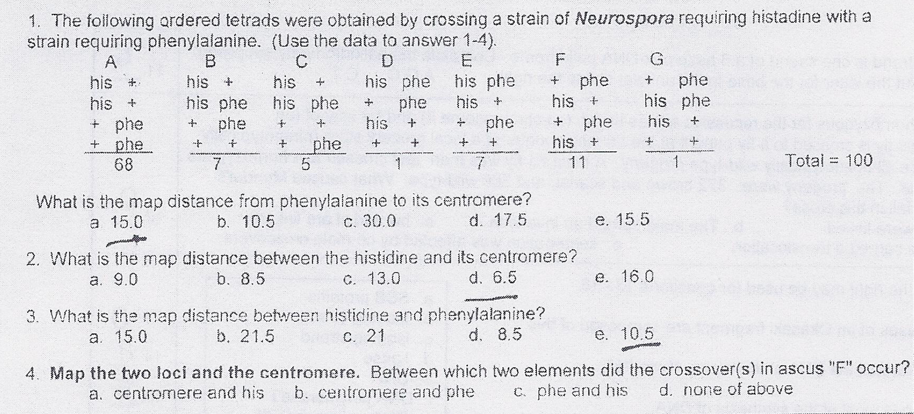 Solved 1. The Following Ordered Tetrads Were Obtained By | Chegg.com