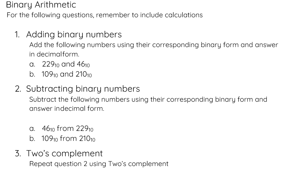 Solved 1. Adding binary numbers Add the following numbers | Chegg.com