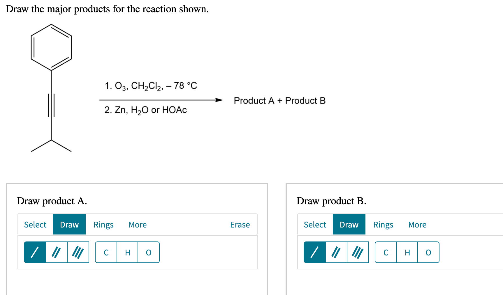 Solved Draw the major products for the reaction shown. 1.