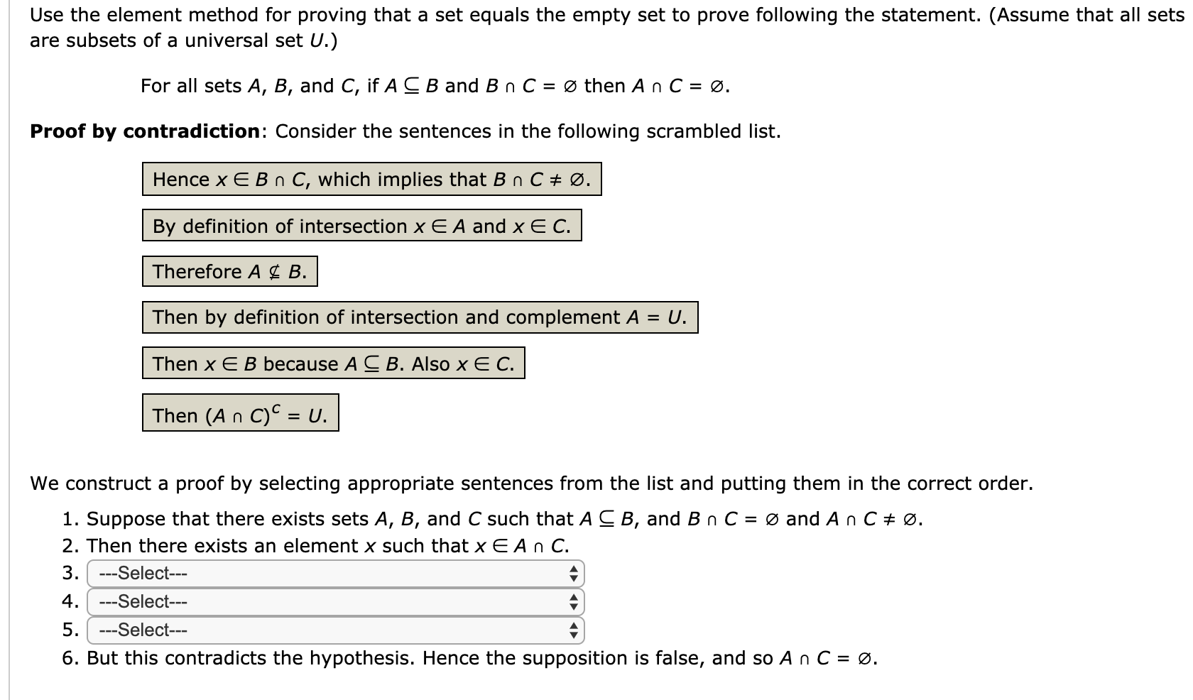 Solved Use The Element Method For Proving That A Set Equa Chegg Com