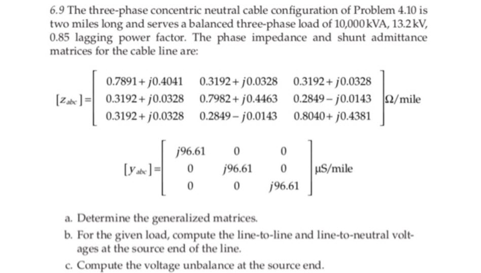 6.9 The Three-phase Concentric Neutral Cable | Chegg.com