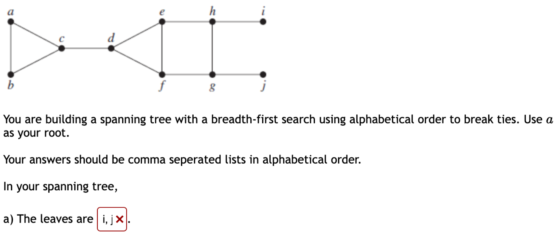 Solved You are building a spanning tree with a breadth-first | Chegg.com