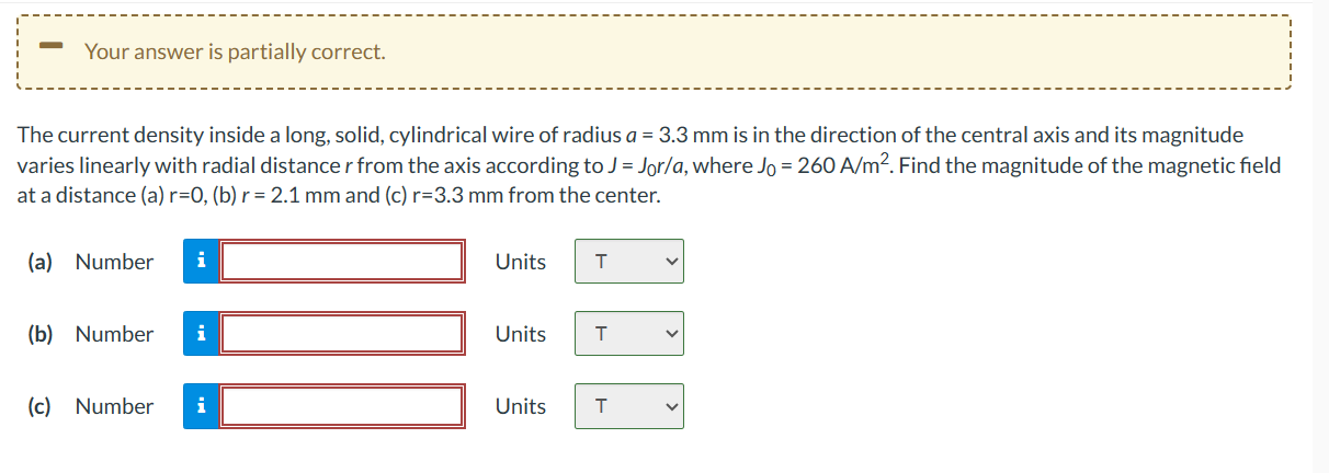 Solved The Current Density Inside A Long, Solid, Cylindrical | Chegg.com