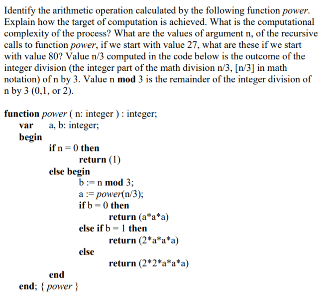 Solved Identify the arithmetic operation calculated by the | Chegg.com