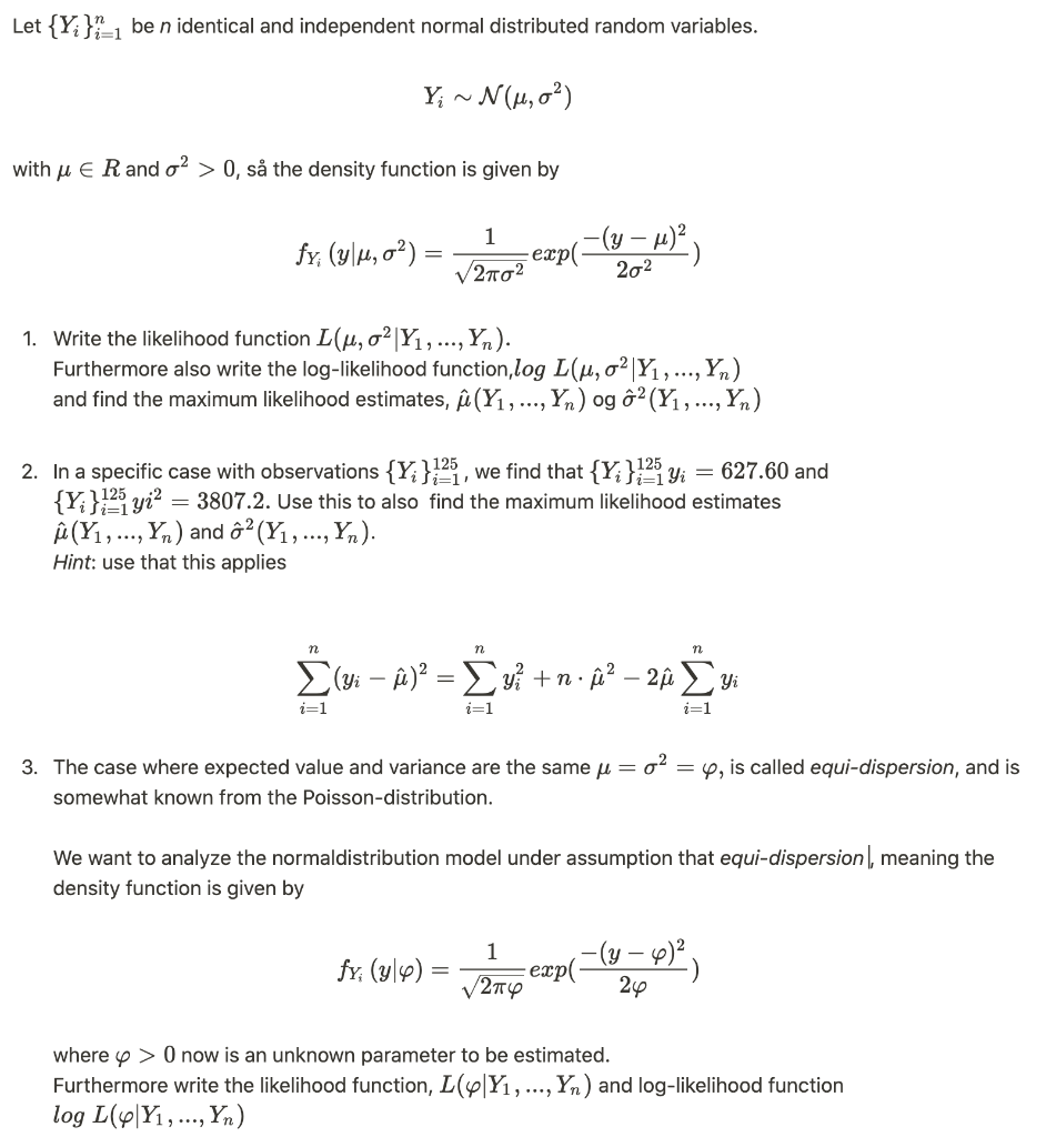 Solved Let Y 1 Be N Identical And Independent Normal Chegg Com