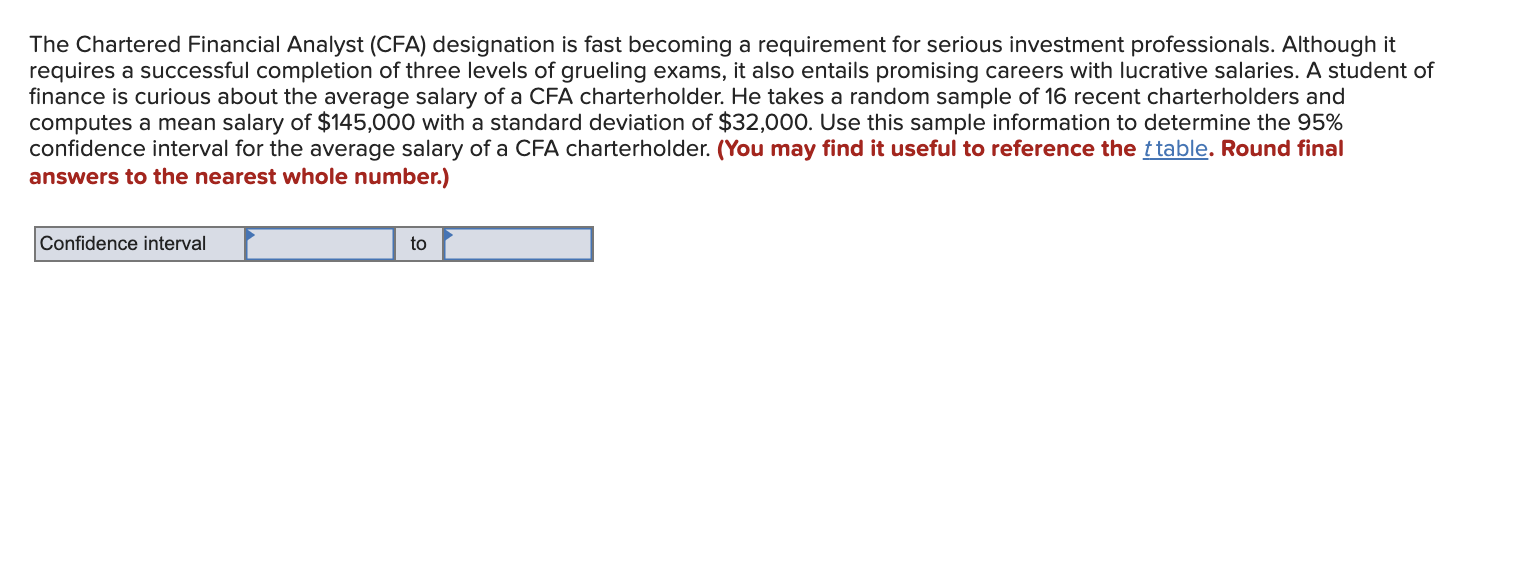 Solved The Chartered Financial Analyst (CFA) designation is