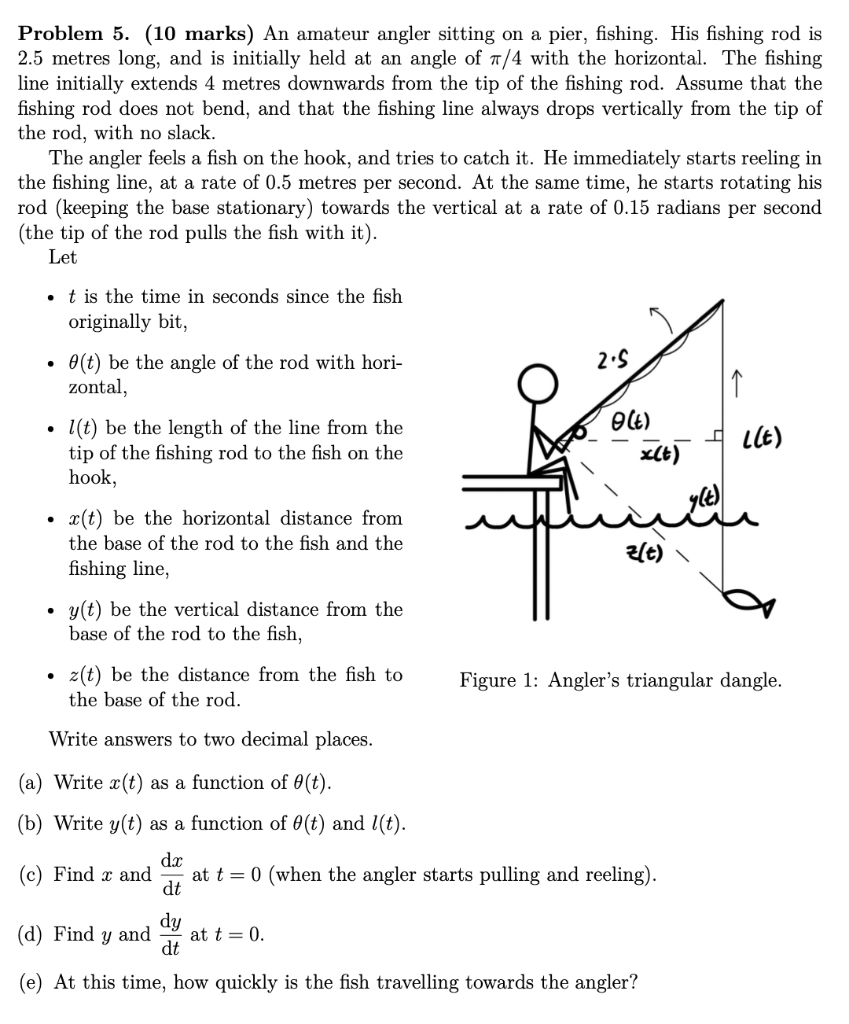 Solved Problem 5. (10 marks) An amateur angler sitting on a | Chegg.com