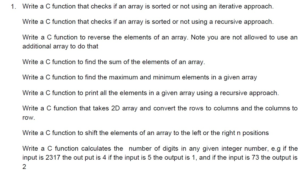 check if array is sorted | explained using python code... Solved Write a C function that checks if an array is sorted | Chegg.com
