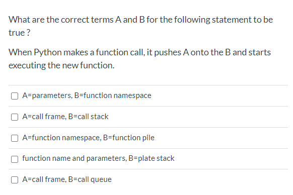 Solved What Are The Correct Terms A And B For The Following | Chegg.com