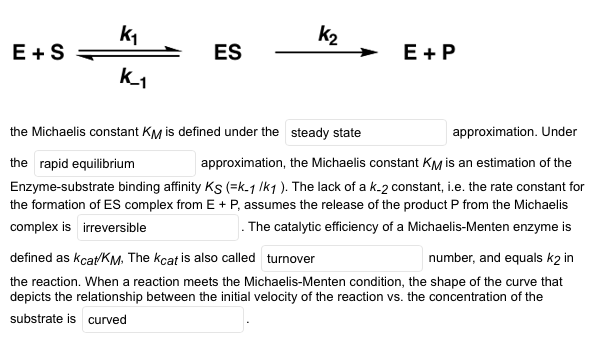 Solved In The Derivation Of The Michaelis Menten Equation