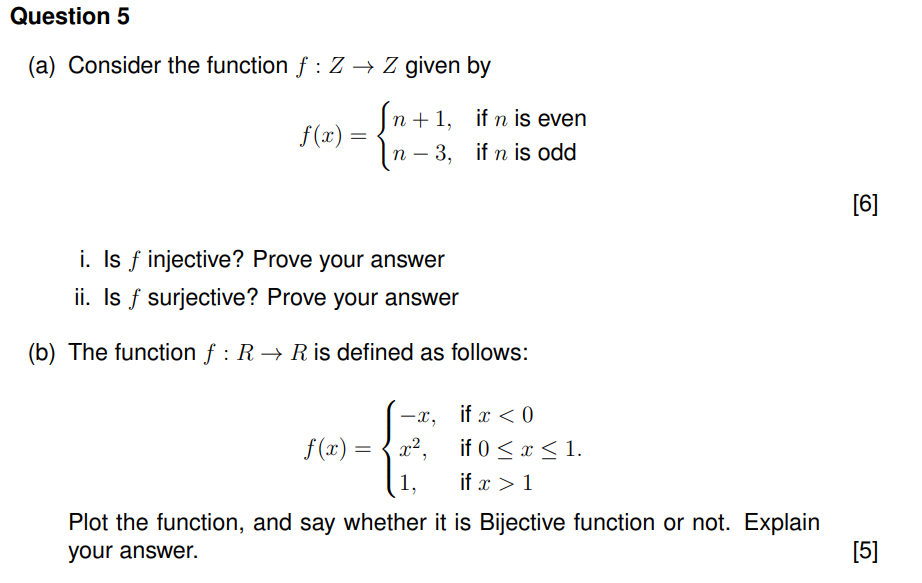 Solved Question 5 A Consider The Function F Z → Z Given 2962