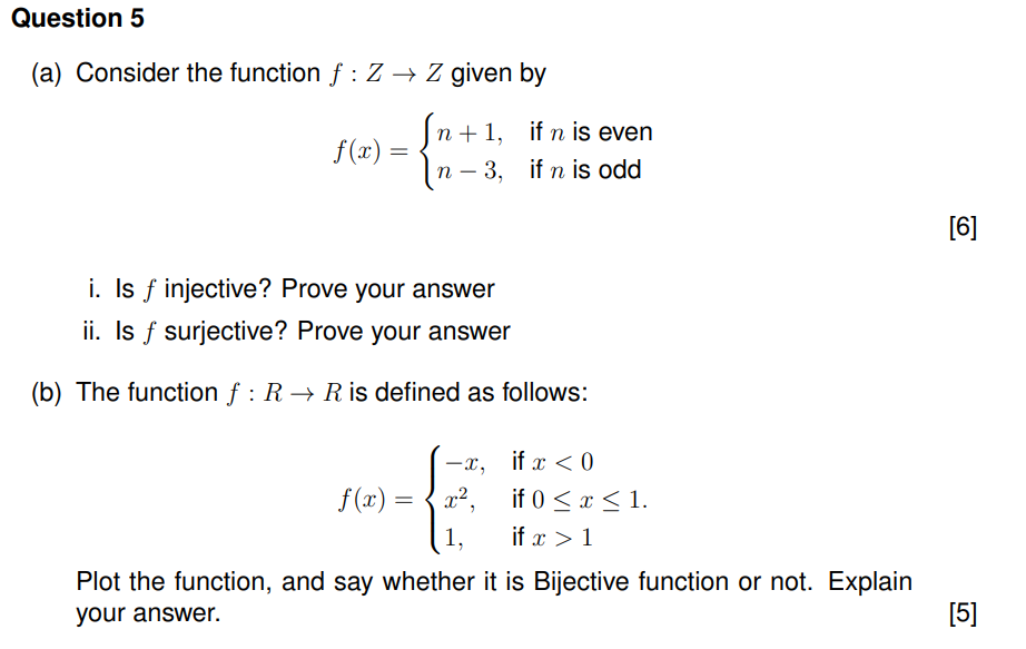 Solved Question 5 A Consider The Function F Z → Z Given