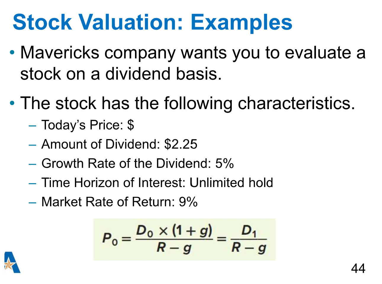 Solved Stock Valuation: Examples - Mavericks company wants | Chegg.com