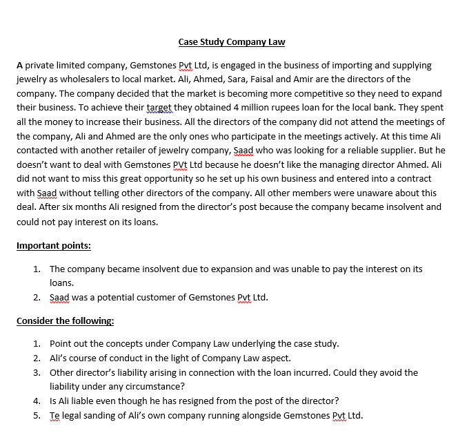 case study for company law