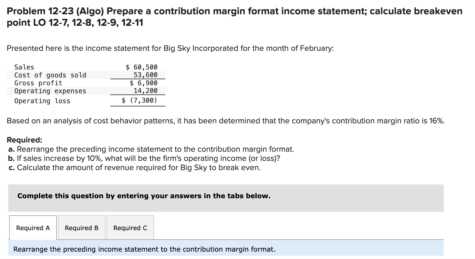 Solved Problem 12-23 (Algo) Prepare a contribution margin | Chegg.com