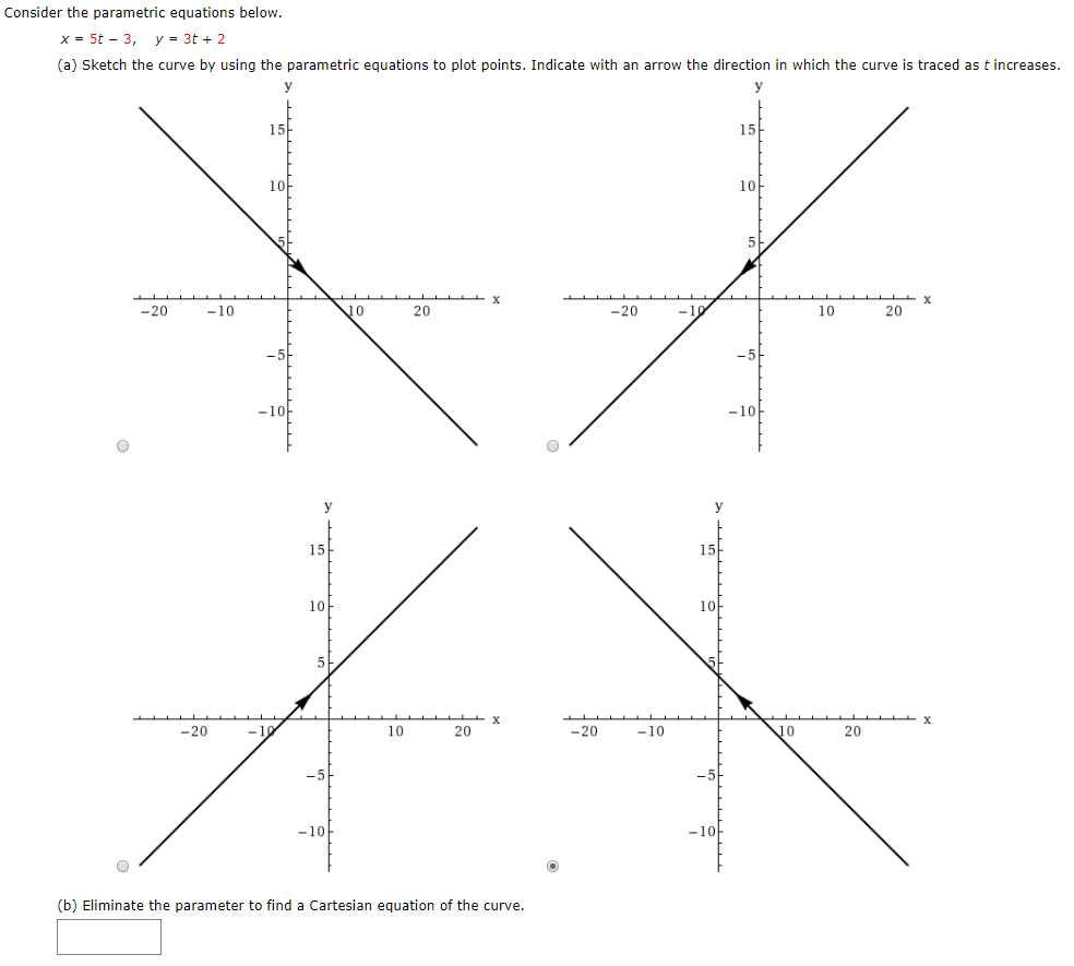 Solved Consider the parametric equations below. x = 5t - 3, | Chegg.com