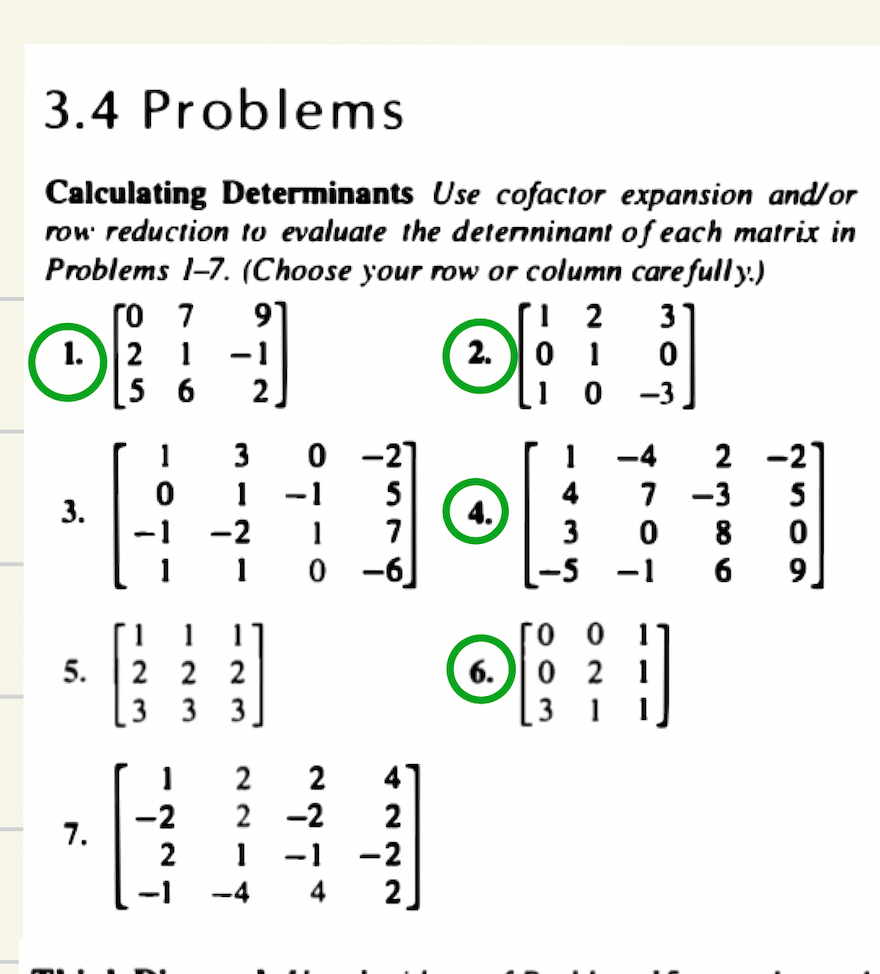 Solved Calculating Determinants: Use cofactor expansion | Chegg.com