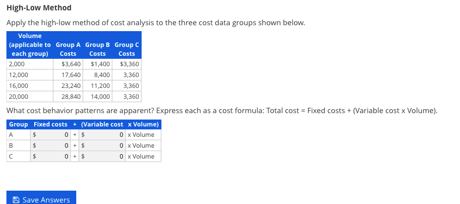 Solved High Low Method Apply The High Low Method Of Cost Chegg Solved High Low Method Apply The High Low Method Of Cost Chegg