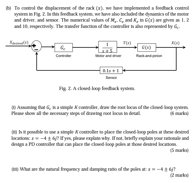 Solved (b) To control the displacement of the rack (x), we | Chegg.com