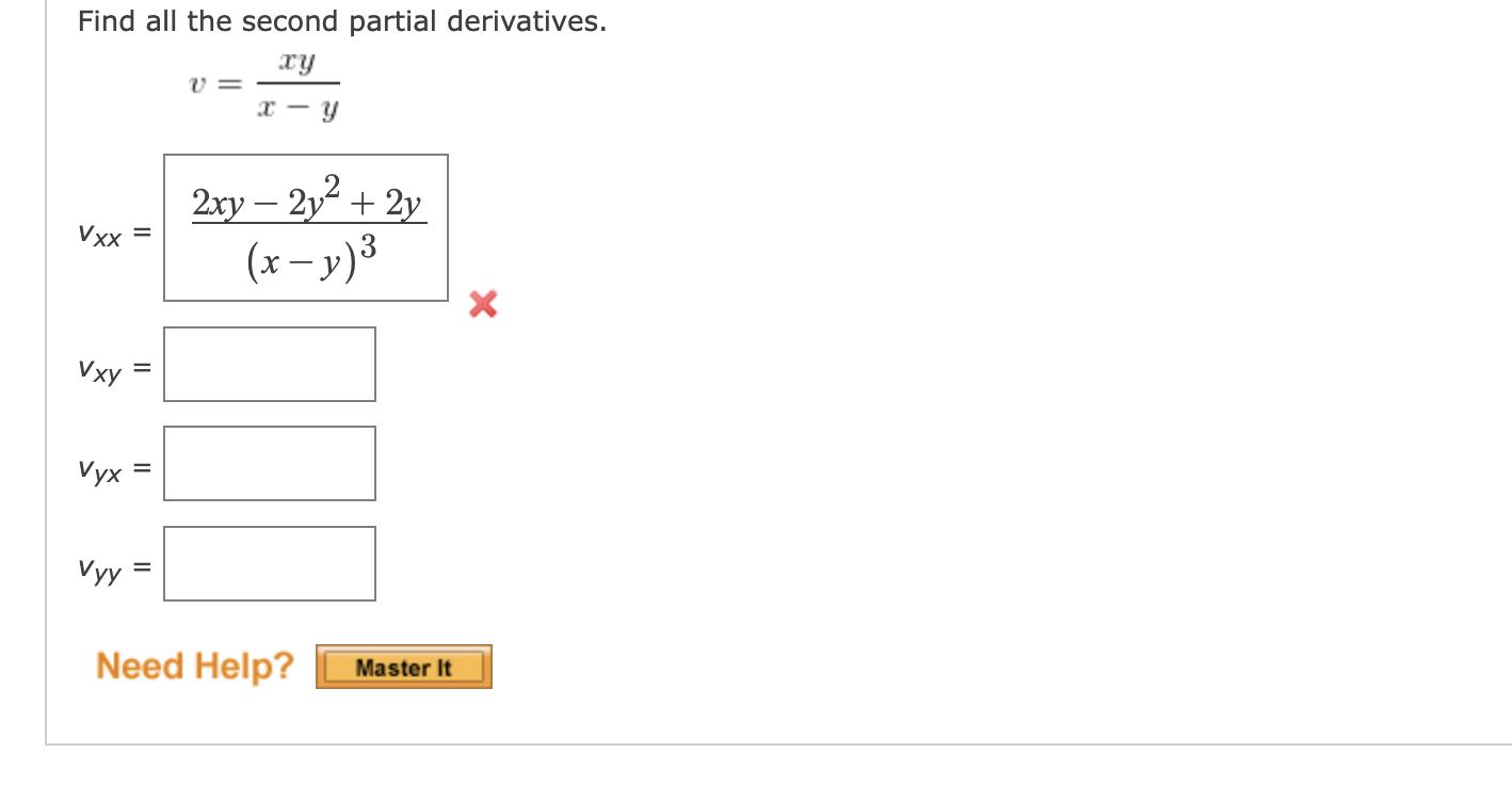 Solved Find All The Second Partial Derivatives