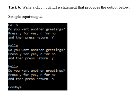 Solved Task 6. Write a do...while statement that produces | Chegg.com