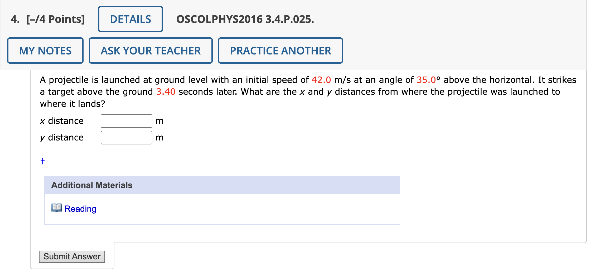 Solved A projectile is launched at ground level with an | Chegg.com