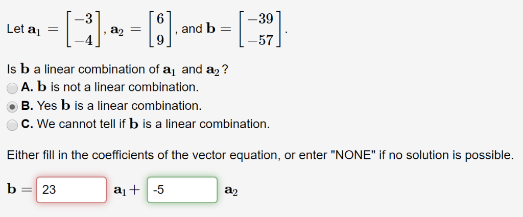 Solved 39 3 A2 4 6 And B Let A1 = - -57 Is B A Linear | Chegg.com