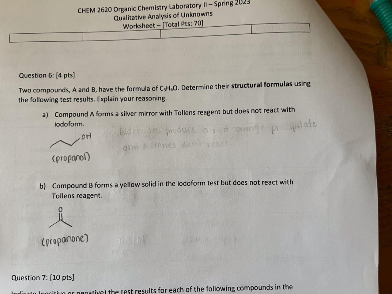 Solved Two Compounds, A And B, Have The Formula Of C3H6O. | Chegg.com