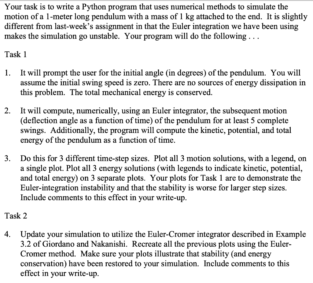 Your task is to write a Python program that uses | Chegg.com