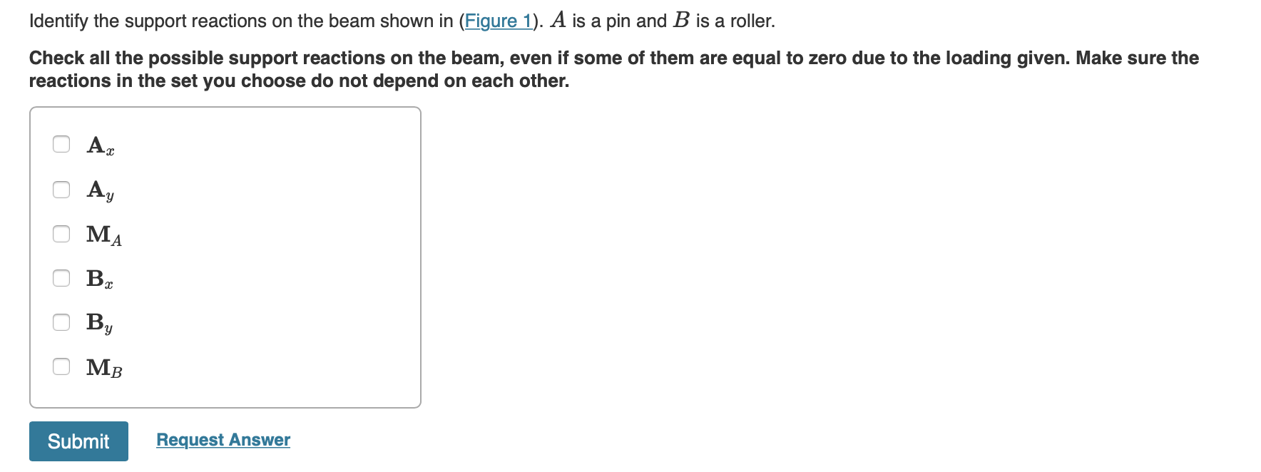 Solved 75 N/m 800 Nm B 8 m L Identify the support