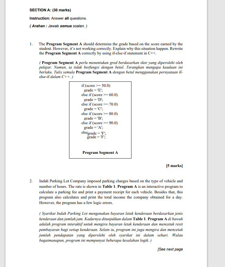 Solved Section A 30 Marks Instruction Answer All Chegg Com