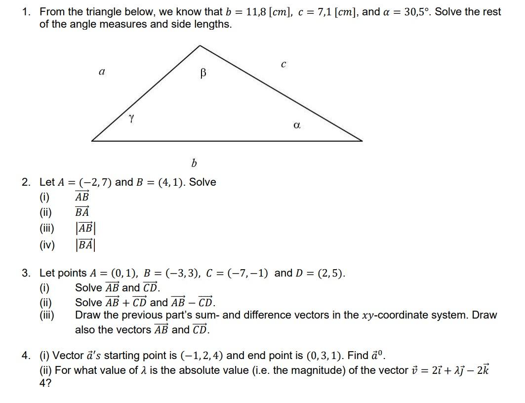 Solved 1. From The Triangle Below, We Know That B=11,8[ | Chegg.com