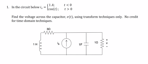 Solved 1A; 1. In the circuit below is = Icos(t); t 0 | Chegg.com